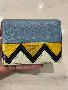 Prada Chevron Saffiano Bifold Wallet